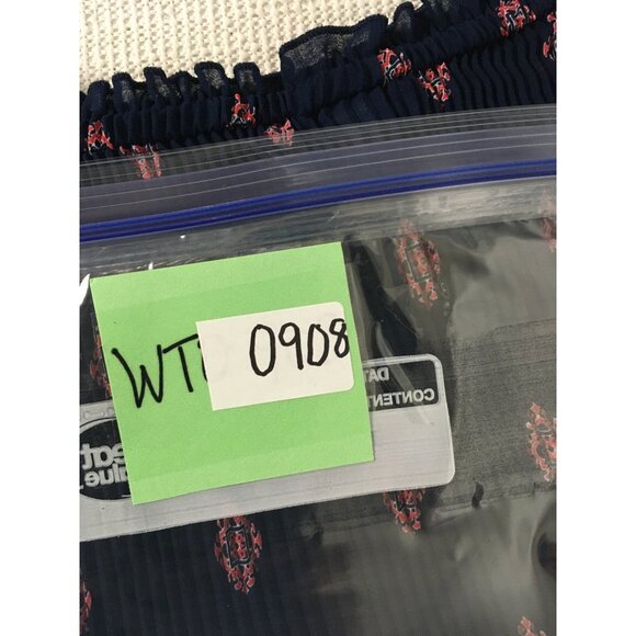 Catherines Petite Womens Top Size 2XWP Navy Blue Red Boho Print Bell Sleeve - Picture 14 of 14